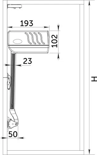 Подъемный механизм верхний 9-10кг с доводчиком и фиксацией в любом положении на две двери AKS PLUS HERMES_6