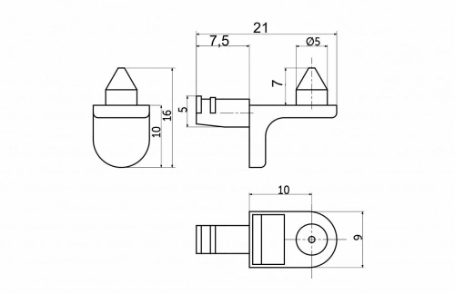 Полкодержатель для корпусных полок мет. SEKURA 6 никель (1 уп. = 50 шт.) AKS_2