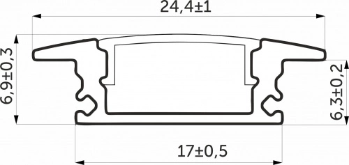 Профиль алюминиевый врезной LIRA-1707 с экраном, цвет черный, 3м, AKS_2