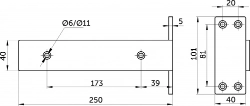 Полкодержатель мет. MAST 250*100*40*5 белый AKS_2