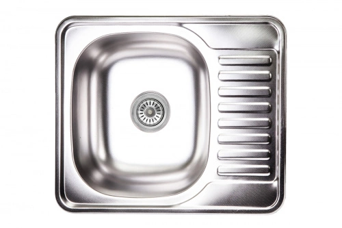 Мойка н/сталь, прямоугольная одночашевая, 580*480мм, декорированный хром, врезн на столешницу, AKS (0,8мм)_1
