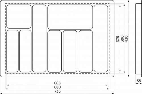 Лоток для столовых приборов 800 LINER 735*430, белый AKS_2
