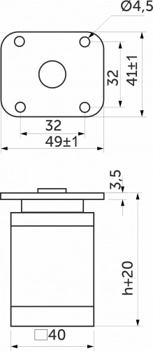 Опора меб. алюм. DAKP-27 h100 с регул. хром РП_2