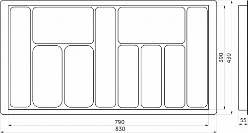 Лоток для столовых приборов 900 LINER 830*430, белый AKS_2