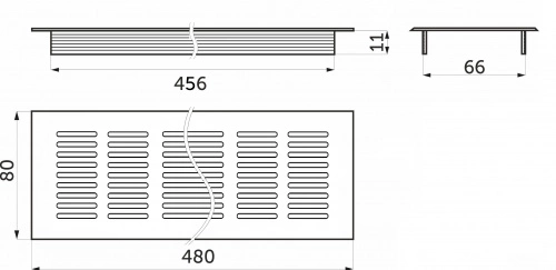 Решетка вентиляционная 480х80мм инокс алюминий AKS_2