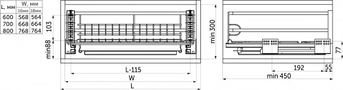 Выдвижная корзина-сушка 600 NORWIG, хром AKS_2