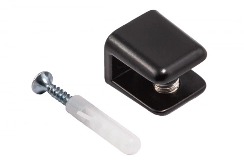 Полкодержатель для стекла мет. АК104 (6-8мм) черный матовый (1 упак. = 2 шт.) AKS_1