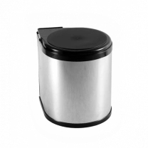 Мусорный контейнер (14LT) с откидной крышкой, хром/черный AKS фотография