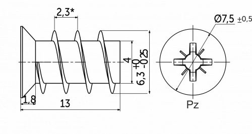 Шуруп EURO ES 6,3*13 (уп/10тыс.шт) AKS_2