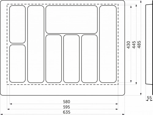 Лоток для столовых приборов 700 PIXEL 635*485, белый AKS_2