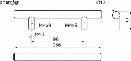 Ручка меб. релинговая 96/156 полая сталь шлифованное золото, AKS_2