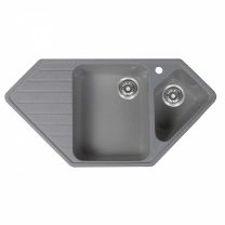 Мойка каменная, угловая двухчашевая, S-32, 970*500мм, темно-серый, врезная, Sim Gran фотография