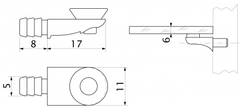Полкодержатель для стекла мет. L-003B хром (1уп.=20шт) AKS_2
