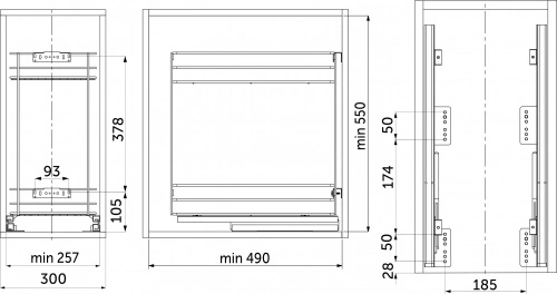 Выдвижная корзина-карго 300 NORWIG крепл.нижнее, хром AKS_2
