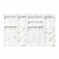 Лоток для столовых приборов 800 MARBLE 735*485, бело-золотой мрамор AKS фотография
