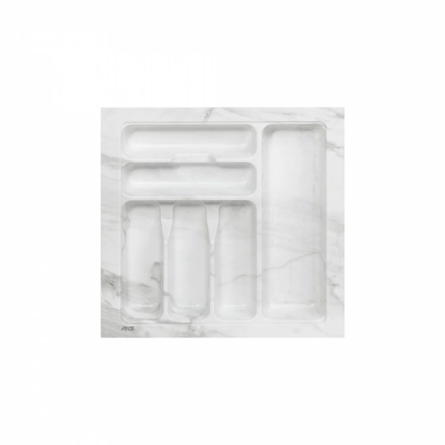 Лоток для столовых приборов 500 MARBLE 435*430, бело-серый мрамор AKS_1