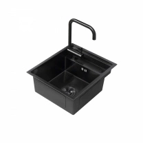 Мойка н/сталь, прямоугольная одночашевая со смесителем, 400*500мм, соты графит, PVD, универсальная, AKS (3,2мм) фотография