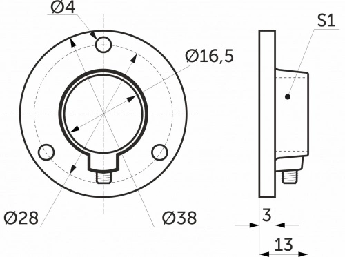 Крепление (розетка) трубы d16, хром/сталь AKS_2