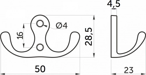 Крючок меб. двухрожковый мет. WP19 белый матовый GRIDLI_2