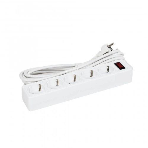 Удлинитель с сетевым фильтром, 5 розеток, 3 метра, 3х1мм, CCA, белый, 2200W, AKS_3