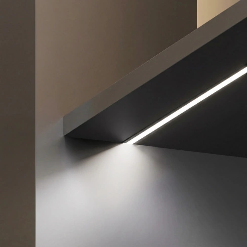 Профиль алюминиевый врезной LIRA-1707 с экраном, цвет черный, 2м, AKS_3