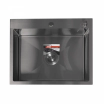 Мойка н/сталь, прямоугольная одночашевая, 600*500мм, графит, PVD покрытие, врезн на столешницу, AKS (3,2мм) фотография