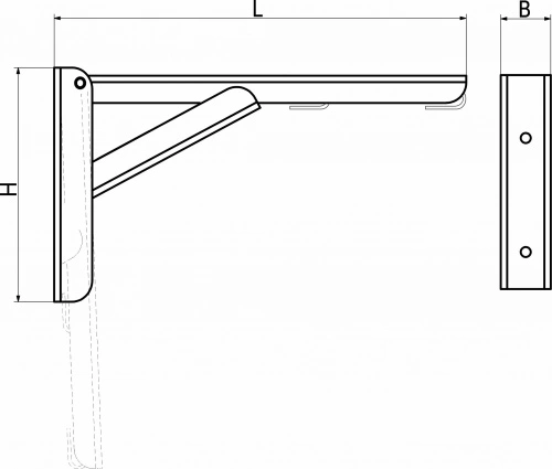 Полкодержатель складной 350*135*30 хром AKS (Модель 2)_3