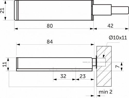 Механизм push-to-open наконечник магнитный накладной серый AKS металлический корпус_2