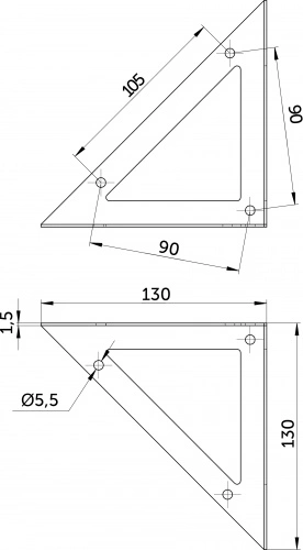 Полкодержатель мет. RISE 130*130*130*1.5 белый AKS_2