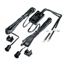 Выключатель бесконтактный на преграду, двойной, накладной/врезной, 12/24V, 60W/100W, D10мм, черный, GLS