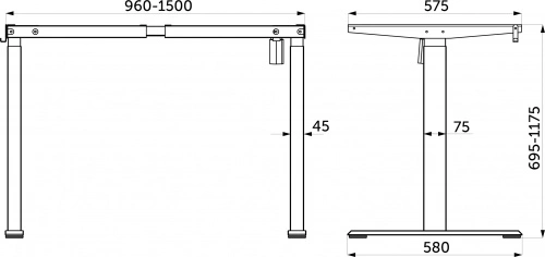 Подстолье SAIHO h695-1175 с электроприводом, одномоторное, черный AKS_2
