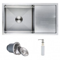 Мойка н/сталь, прямоугольная одночашевая, 780*440мм, сатин, универсальная, AKS (3,2мм) фотография