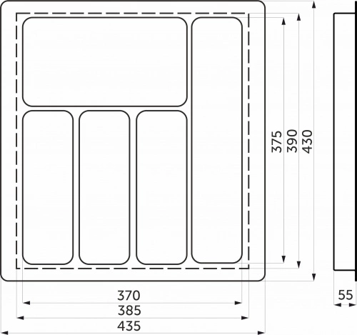 Лоток для столовых приборов 500 LINER 435*430, белый AKS_2