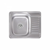 Мойка н/сталь, прямоугольная одночашевая, 580*480мм, матовый хром, врезн на столешницу, AKS (0,8 мм) фотография