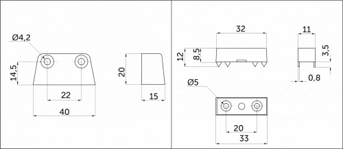 Трапециевидная стяжка белая (стяжка+пластик+1винт) (уп/100 компл) AKS_2