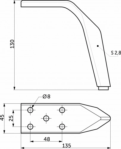 Опора меб. мет. HARMONY h130 матовый хром AKS_2