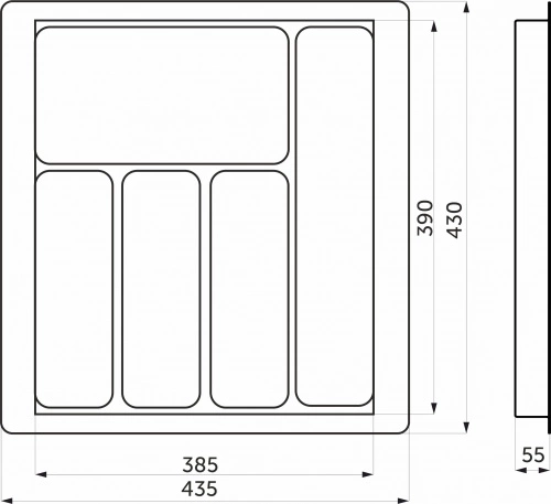 Лоток для столовых приборов 500 LINER 435*430, черный AKS_2