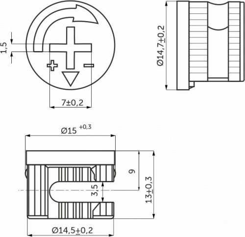 Эксцентрик 15x13,0 для плиты 18 мм стальной PH (уп/ 10 шт) AKS_2