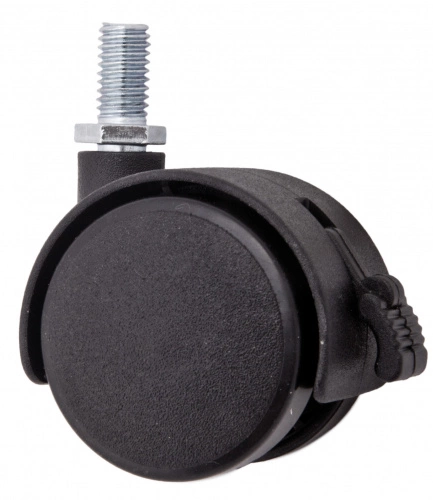 Колесо меб. пласт. d50 с винтом М8 с торм., черный AKS_3