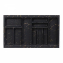 Лоток для столовых приборов 900 MARBLE 830*485, черно-золотой мрамор AKS фотография