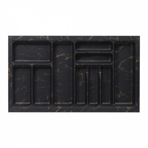 Лоток для столовых приборов 900 MARBLE 830*485, черно-золотой мрамор AKS_1