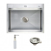 Мойка н/сталь, прямоугольная одночашевая, 580*450мм, сатин, PVD покрытие, врезн на/вровень столешнице, AKS (3,2мм)