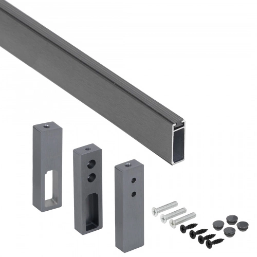 Штанга гардеробная прямоуг. FAME L-1000 с проходным и концевыми держателями, графит браш AKS_3