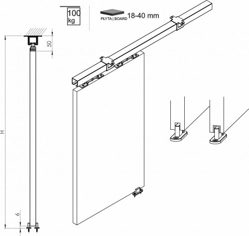 Комплект STANDART для 1 раздвижной двери LAGUNA 100 кг (без направляющей)_2