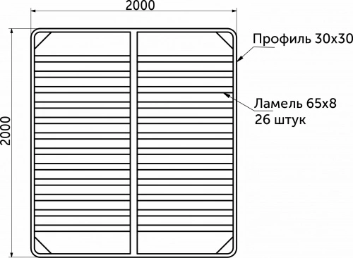 Основание под матрас 2000x2000мм ЭКОНОМ неразборное BY (без опор)_2