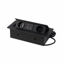 Выдвижной удлинитель NOVA USB, 2 розетки, 2xUSB, черный, AKS фотография
