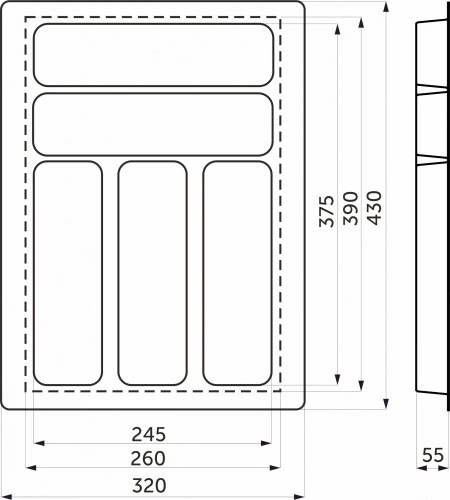 Лоток для столовых приборов 400 BASIC 320*430, серый AKS_2
