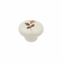 Ручка меб. кнопка керамич. GP20 крем, коричневый лист AKS