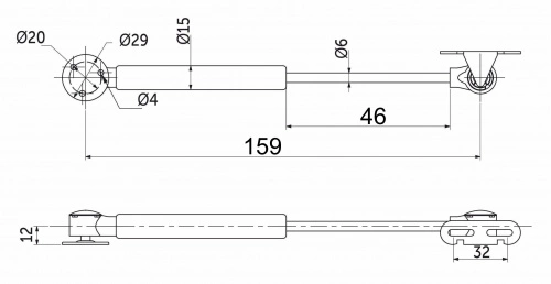Подъемник газовый верхний 40N короткий серый AKS_2