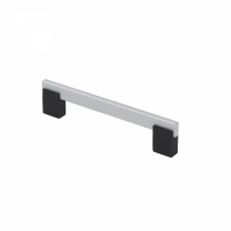 Ручка меб. скоба алюм. MOONLIGHT 128/150 матовый хром+ черный матовый, AKS фотография